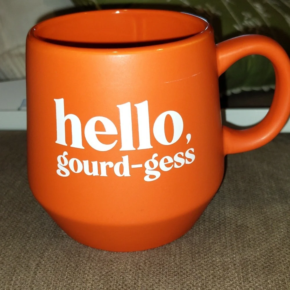 Pumpkin Orange Mug Cup Ceramic Geometric Boutique Style Gourd Autumn Fall